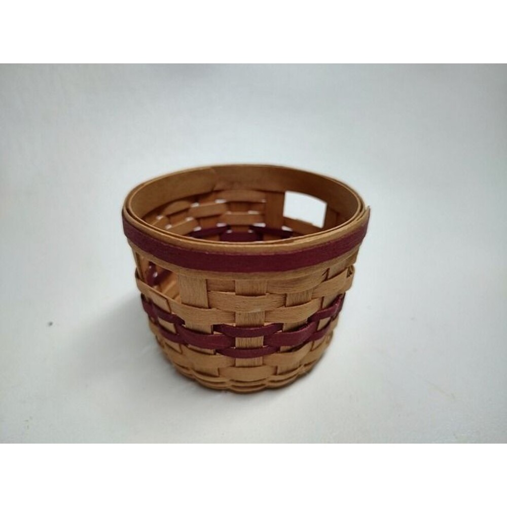 Vintage MBH Miniature Clothes Basket Woven Red & Brown 1996  3" wide x 2" tall
